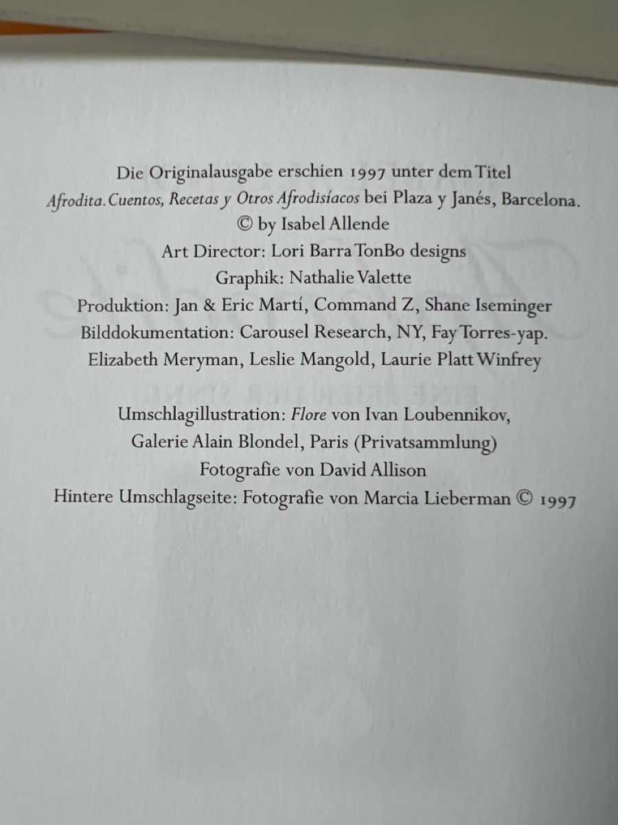 Libri: Isabel Allende Aphrodite eine Feier der Sinne  – Usato da Luzern venduto da nochnichtaltpapier 4