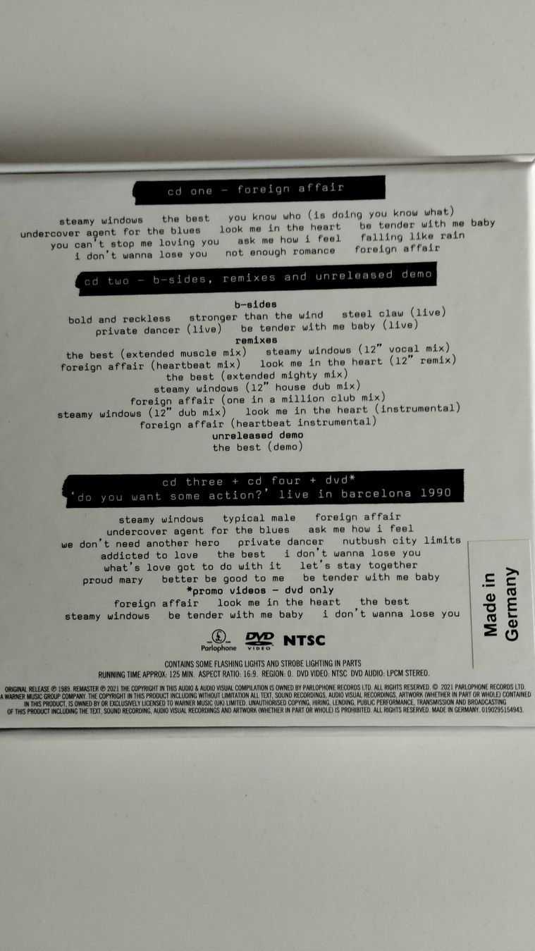 CD: TINA TURNER CD/DVD BOX FOREIGN AFFAIRS – Nuovo (secondo la descrizione) da Basel venduto da Bal-Sagoth 1