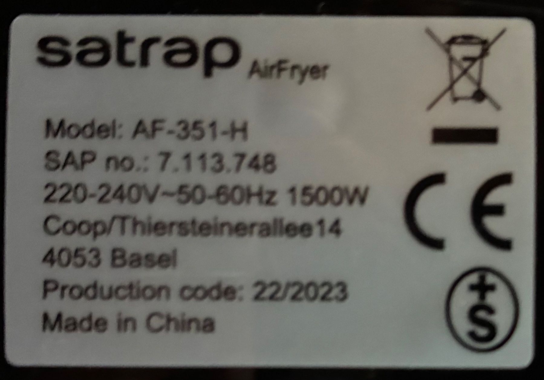 Elettrodomestici da cucina: Satrap Heissluftfritteuse - AF-351-H – Usato da Oberrüti venduto da Jomaru 4