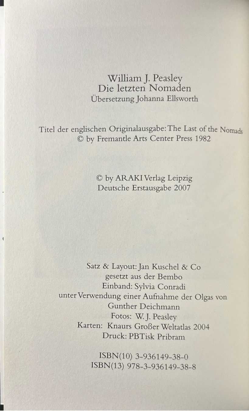 Libri: Peasley W. A., Die letzten Nomaden – Nuovo e nell'imballaggio originale da Sarnen venduto da Livres 2