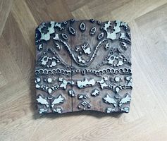 Antike Stoffdruckform 33×35 cm, handgeschnitzter Holzstempel