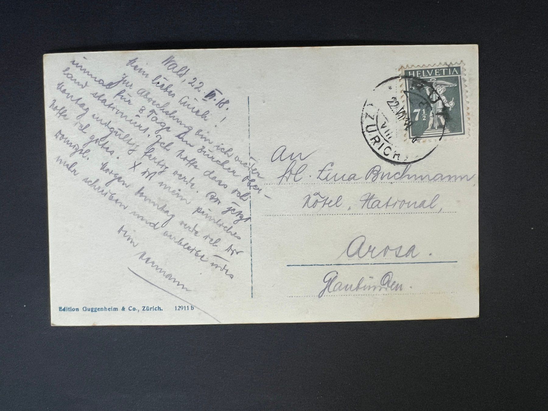 Cartoline postali: Ansichtsk. 1918 Zürich Wald   (V529) – Usato da Hinwil venduto da Sidi4 1
