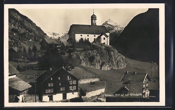 Cartoline postali: AK Wassen, Ansicht mit Windgelle, 1925 – Usato da Berlin venduto da bartko-reher