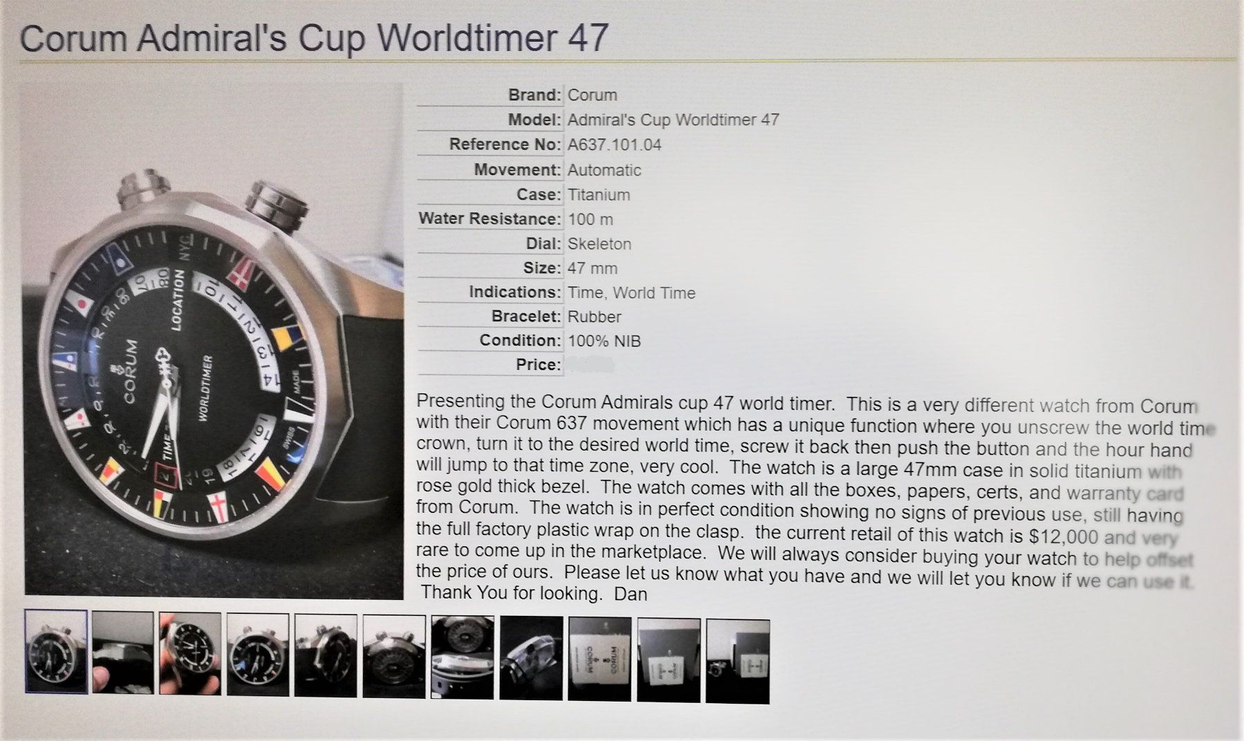Corum Orologi: *** Corum Admiral " Worldtimer " automatic *** état neuf *** – Nuovo (secondo la descrizione) da Sierre venduto da imaginations 6
