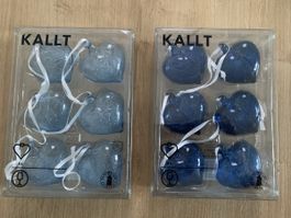 12x Glas Herzen blau