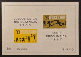 Mexiko 1967 Vor-Olympia Block MNH Flugpost Lance Wyman Fussb