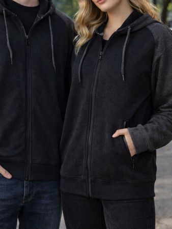 Sweatjacke Hoodie Gr. L 42 neu schwarz grau Unisex 4000