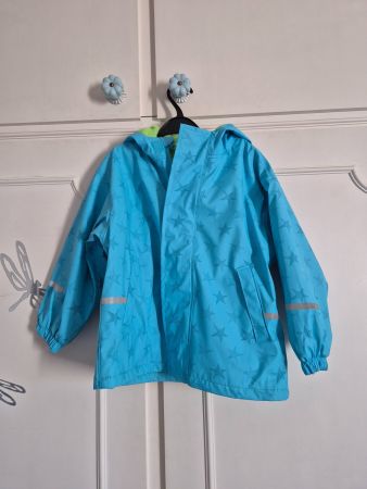 Regenjacke hellblau mit Sternen, gefüttert, Gr. 110/116