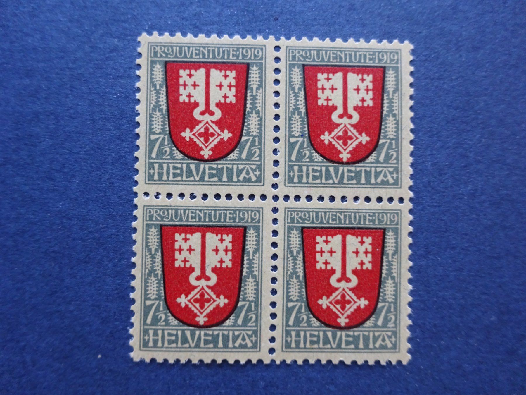 Tutti i francobolli: 1919 Pro Juventute 4er Block postfrisch – Usato da Appenzell-Steinegg venduto da adi1975 1