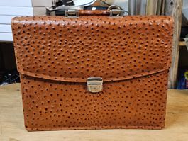Handmacher Aktentasche Leder braun Straussenleder. Neu