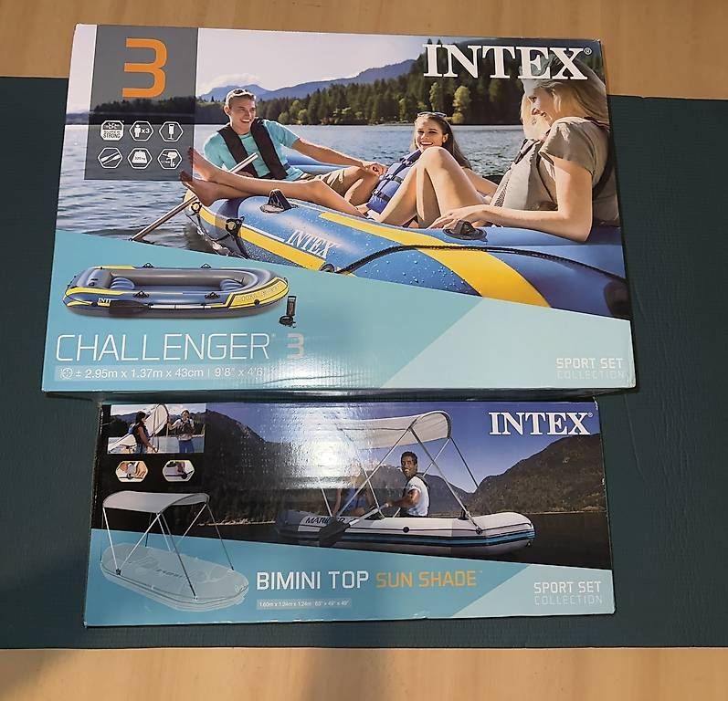 Schlauchboote, Kajaks & Kanus: !!Orginalverpacktes!! Intex Challenger 3 Set + Dach – Gebraucht aus Bremgarten AG von Vleskoota