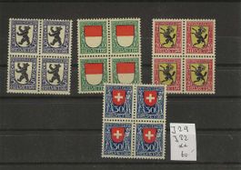 timbre Pro Juventute 1924 J29 à J32 bloc de 4 **