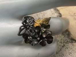 Silberring geschwärzt mit kleinen Zirkonias, Gr.55 oder 7