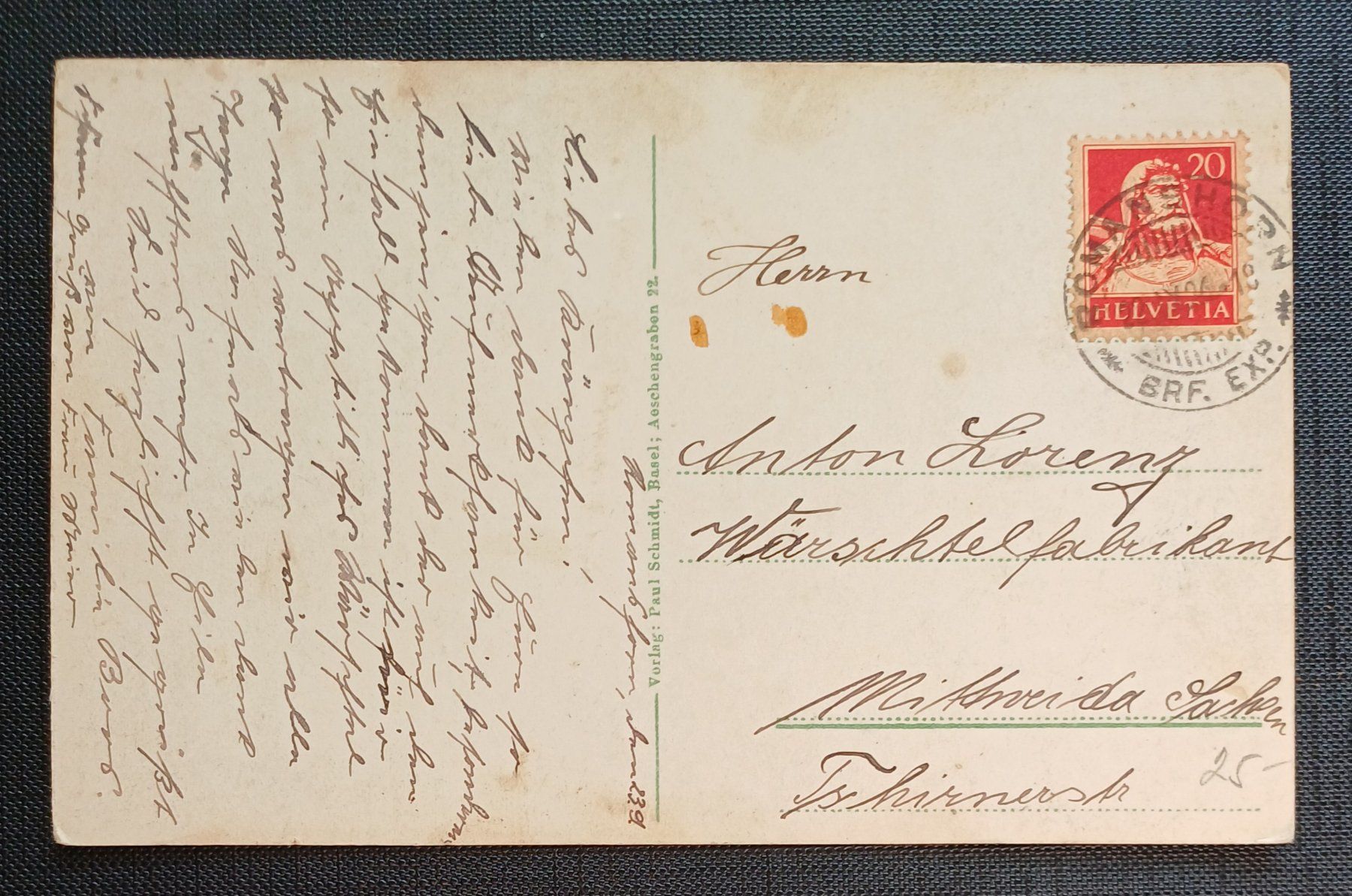 Cartoline postali: AK Bahnhof ROMANSHORN 1926 – Usato da Brittnau venduto da simionius 1