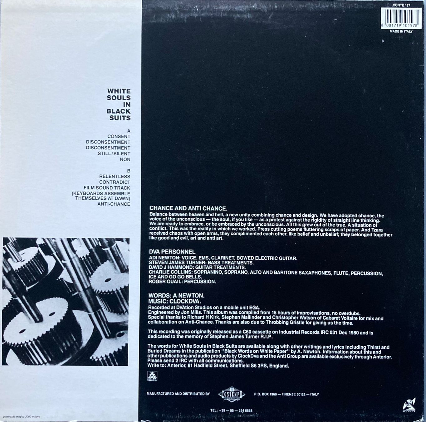 Dischi in vinile: CLOCK DVA - WHITE SOULS IN BACK SUITS – Usato da Poliez-Pittet venduto da Newtown-Records 1