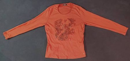 Langarmshirt Damen, Kinder Orange mit Print 