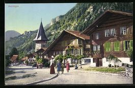 Meiringen, Strassenpartie mit Uhrenturm