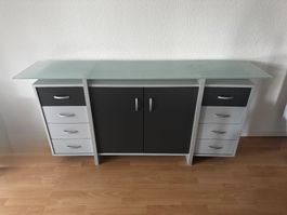 Sideboard mit Glasplatte anthrazit, guter Zustand