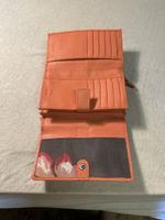 Geldbörse HJP Design Leder orange mit Blumenmuster neu