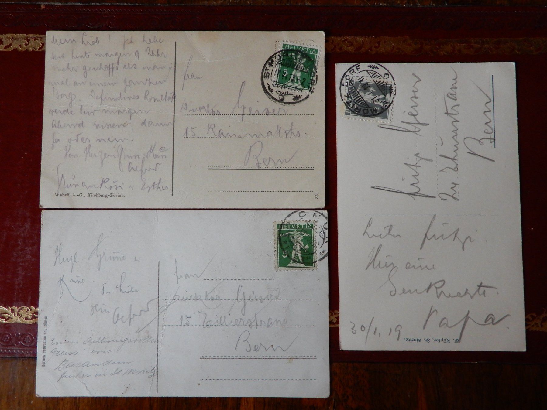 Cartoline postali: 3 alte Ansichtskarten St. Moritz - 1910/1913/1919 – Usato da Senèdes venduto da Framboise52 1
