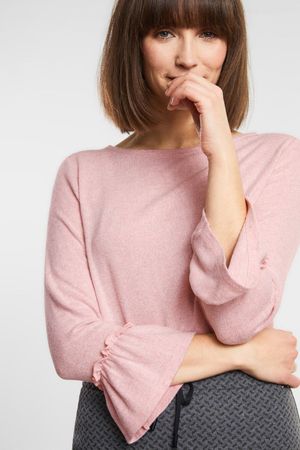 CECIL Cosy Pullover Shirt Pulli Rüschenärmeln 40 42 XXL Rose