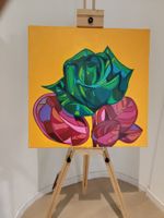 "Green Rose" Acrylic Painting on Canvas 60 cm x 60 cm