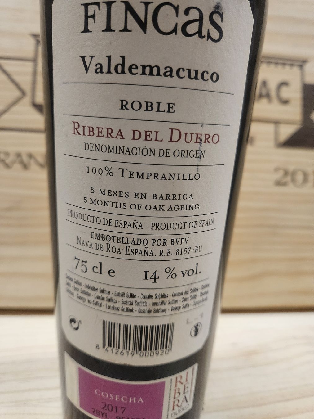 Vino: Fincas Valdemacuco Roble 2017 Ribera del Duero  – Nuovo e nell'imballaggio originale da Zofingen venduto da WouterSamwel 2