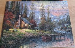 Thomas Kinkade Puzzle: Waldhütte am See, 500 Teile