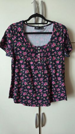 Süsses T-shirt 40 42 Bonprix Floral pink blau 100% Baumwolle