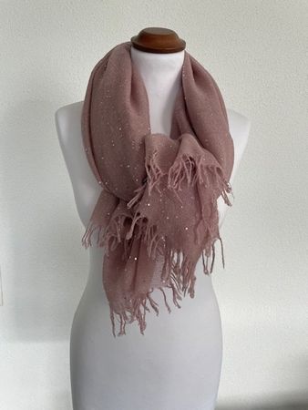 Schal mit Pailletten in Altrosa - Cashmere/Seide