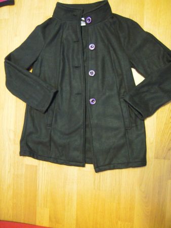 Schwarzer Fleecemantel / Fleecejacke Gr 38 für Damen