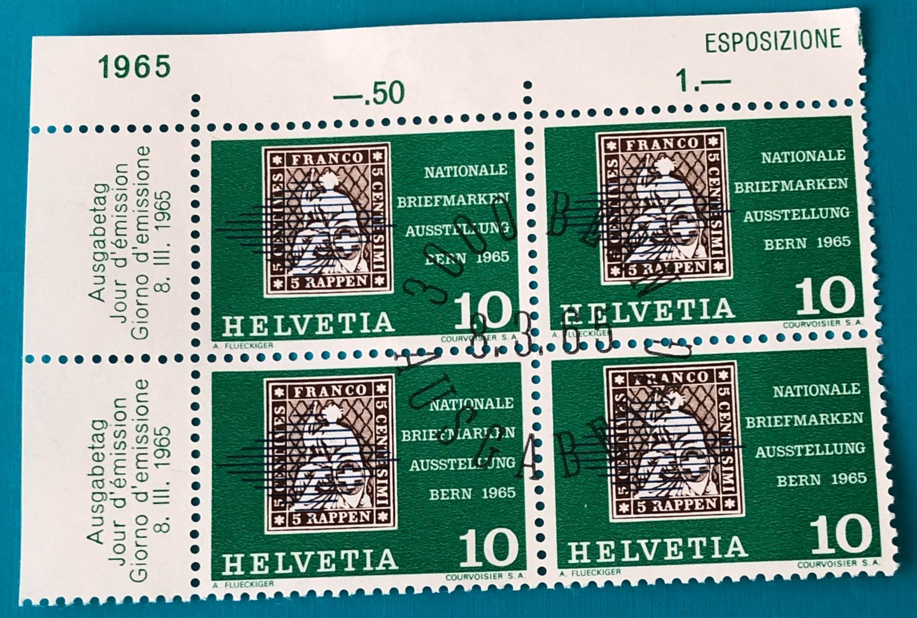 Tutti i francobolli: 4 er Block Nr.429 mit VollStempel Bern    – Usato da Aarau venduto da Billa007