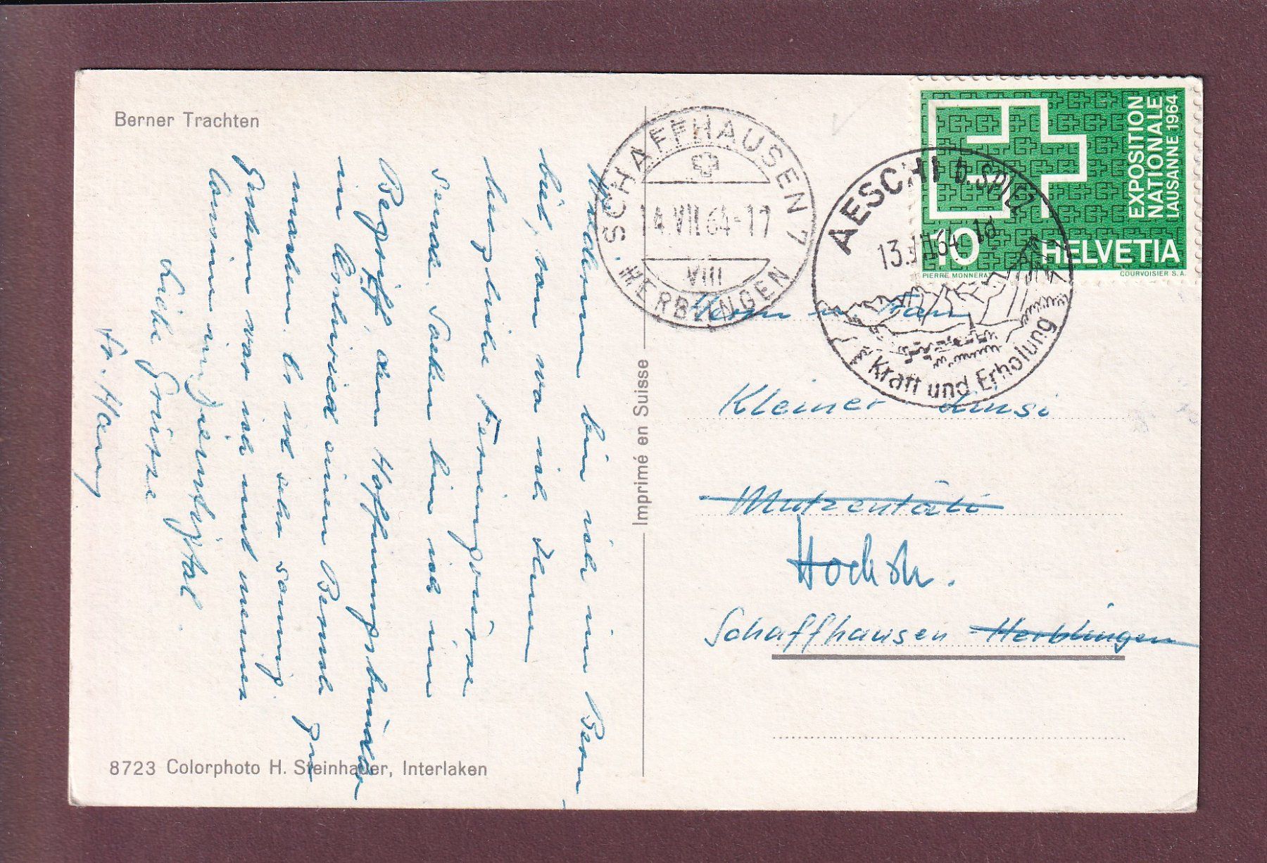 Ansichtskarten: BERNER TRACHTEN - 1964 – Gebraucht aus Pully von nicecards 1