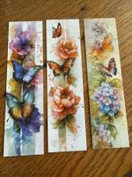 3x Lesezeichen-Buchzeichen-Schmetterlingsgarten-Blume-Freude
