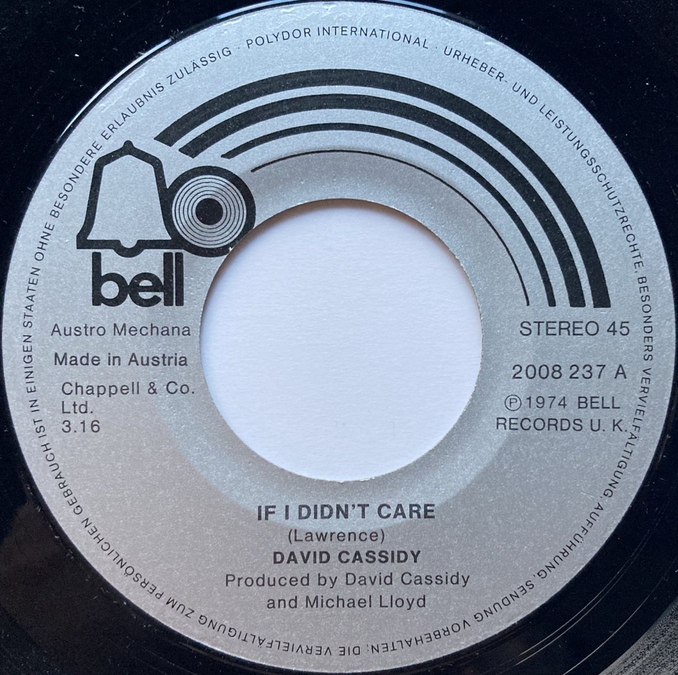 Dischi in vinile: DAVID CASSIDY - IF I DIDN'T CARE – Usato da Bottens venduto da hotter-than-hell 2