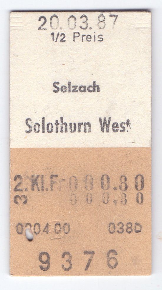 Biglietti: Billette Selzach - Solothurn West – Usato da Langenthal venduto da Sammlungs_aus