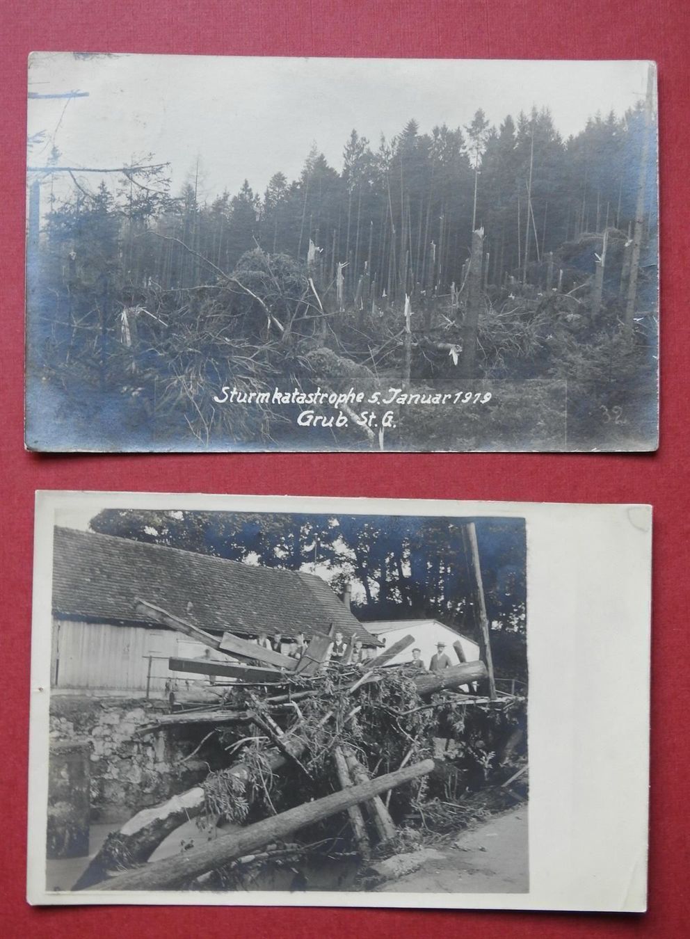 Cartoline postali: 2 AK - Sturmkatastrophe 1919 Grub St.G. – Usato da Rain venduto da 999-800-K