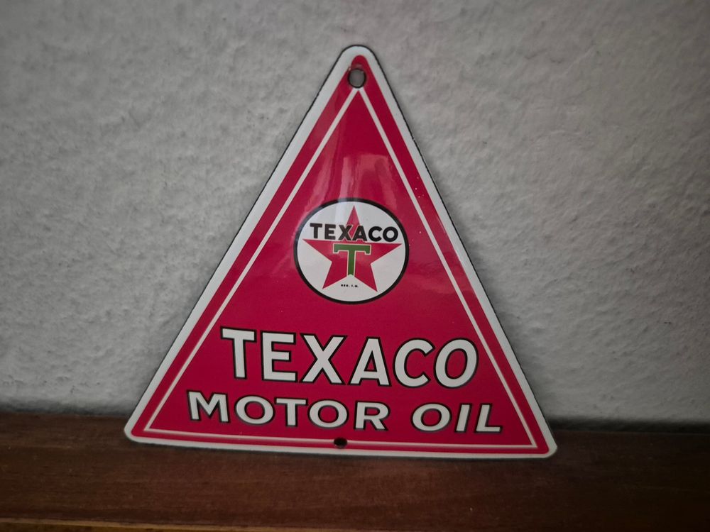 Emailschild Texaco Motor Oil Tanksäule Garage Emaille Schild (Neu ...