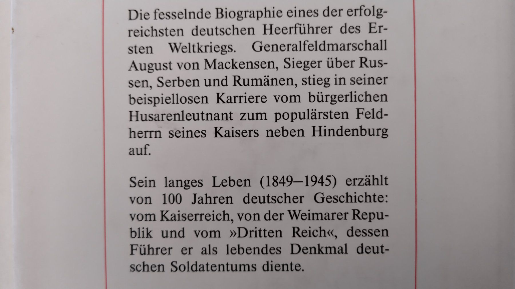 Libri: Generalfeldmarschall August von Mackensen / Biographie 1995 – Usato da Bellach venduto da JingleJerry 9