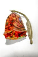 Kleine Jugendstil WANDLAMPE mit tollem Buntglas, France 1935