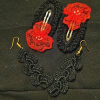 Haarklammern,Ohrringe Handgestrickt
