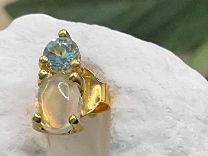 Orecchini pendenti & Orecchini a lobo: Ohrstecker mit Opal und Tops, Sterlingsilber – Nuovo (secondo la descrizione) da Luzern venduto da S.Kern01