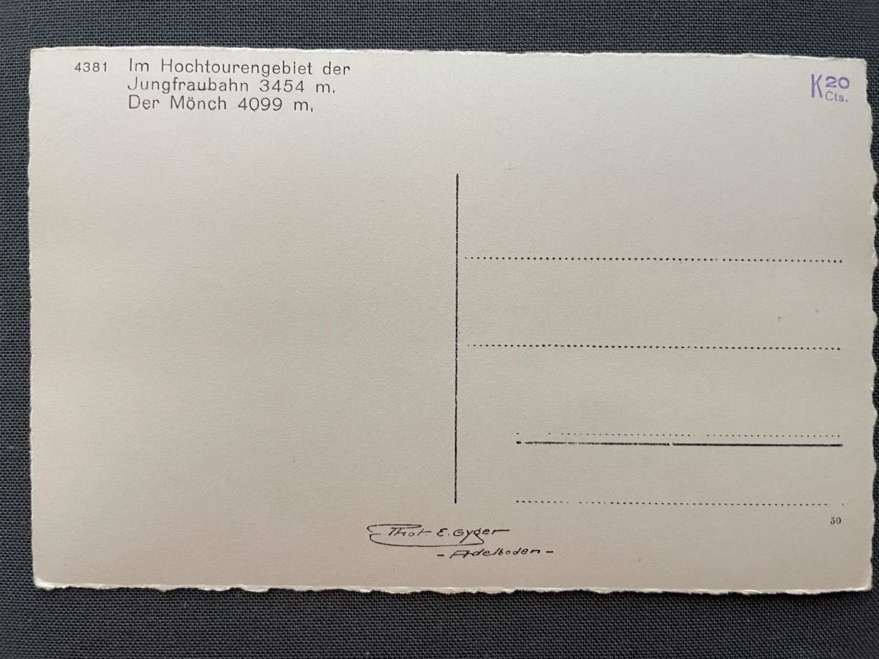 Ansichtskarten: 4 Ansichtskarten Jungfrau-Joch – Gebraucht aus Winterthur von Myrtillus 6