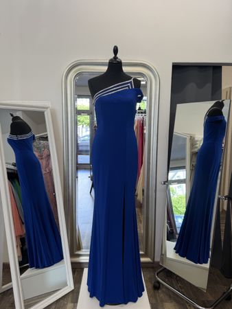 Damen Abendkleid Blau Grösse 34 Ein Schulterfrei