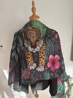 Seidenschal mit Jaguar-Dschungelmotiv neu
