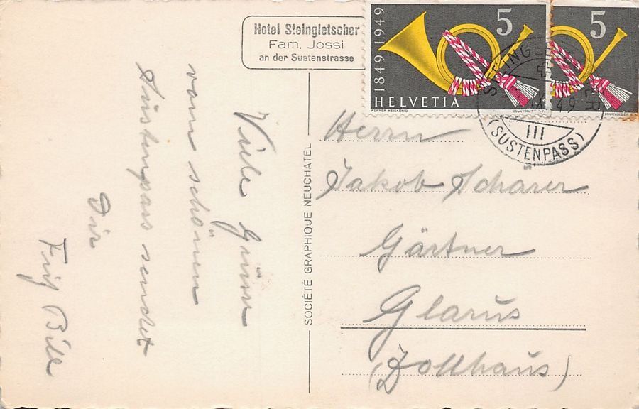Cartoline postali: Sustenstrasse, Kehre mit Oldtimer, gelaufen 1949 – Usato da Frauenfeld venduto da POML 1