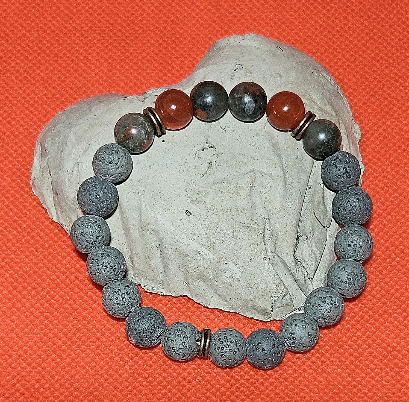 Bracciali & Braccialetti: grau-rote Lavastein Armk. - Spendenaktion – Nuovo (secondo la descrizione) da Unterkulm venduto da Nachtigall 3