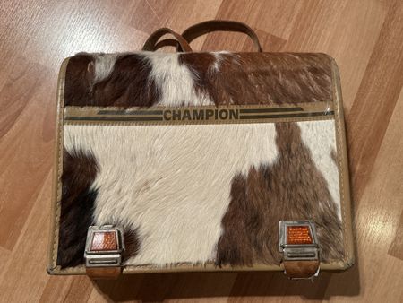 Vintage Champion Thek, Kuhfell-Design, 29x36x10cm