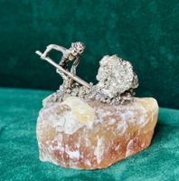 Pyrit  Miner 💥auf Quarz 4x4x4 cm
