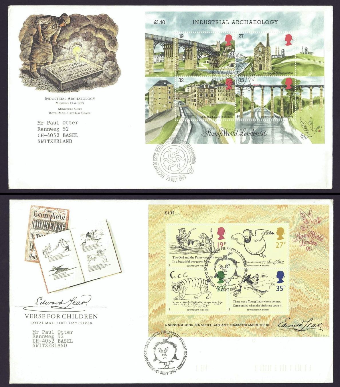 Tutti i francobolli: England 4 FDCs 1979/88/89/90 – Usato da Basel venduto da Pfefferschootte